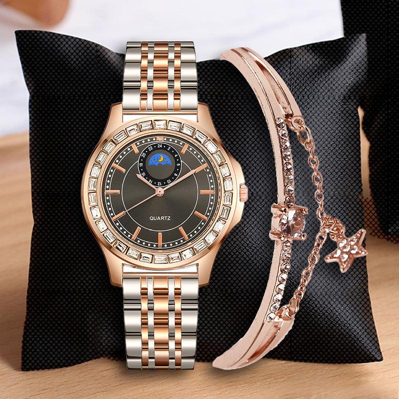 Lady Temperament Simple Rhinestone Steel Strap Watch - Nioor