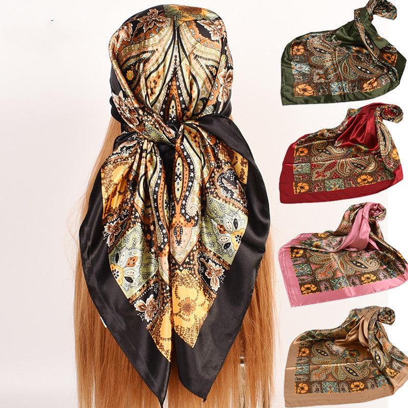 Spring New Versatile Large Kerchief Silk Scarf Classic Retro Printing - Nioor