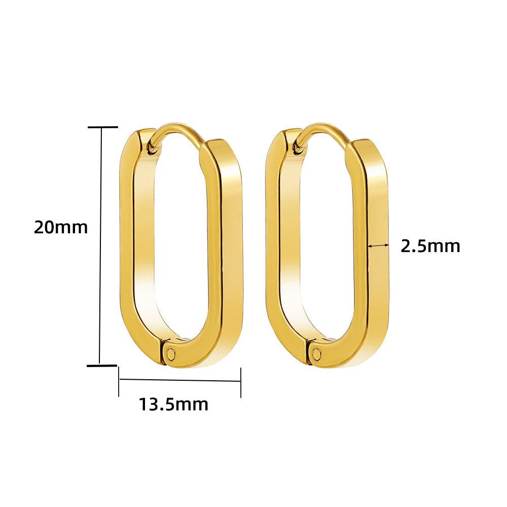 U-shaped Oval Stainless Steel Earring Geometry - Nioor