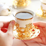 Electroplating Coffee Set Ceramic Flower Tea Cup - Nioor