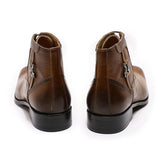 Men's Pointed Leather Boots Front Lace-up Boots - Nioor