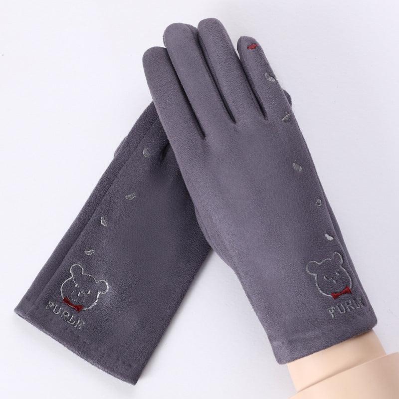 Thermal Gloves N915 Women's Winter Suede Double-layer Velvet Thickened - Nioor