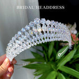 Full Diamond Super Flash Zircon Crown Headdress Queen Headband - Nioor