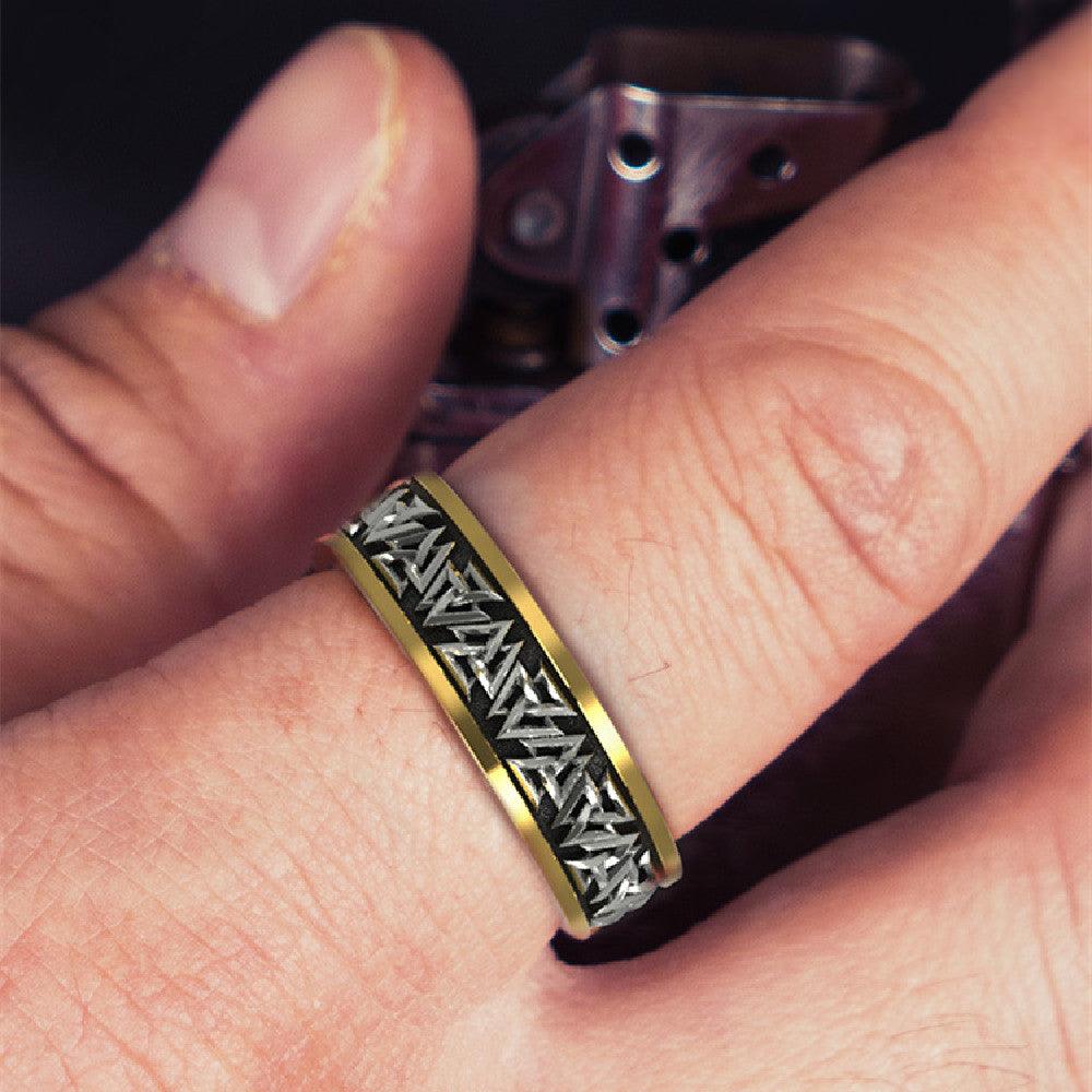 Viking Knot Silver Set Bronze Ring Male - Nioor