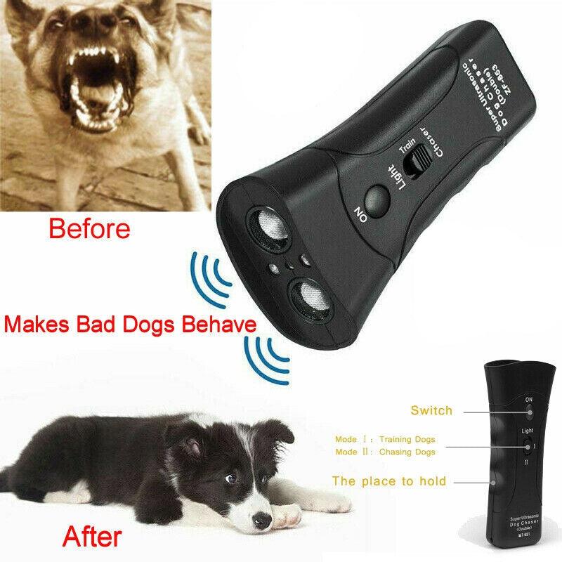 3-in-1 Anti Barking Dog Training Device Ultrasonic Dog Training Repeller LED Flashlight - Nioor