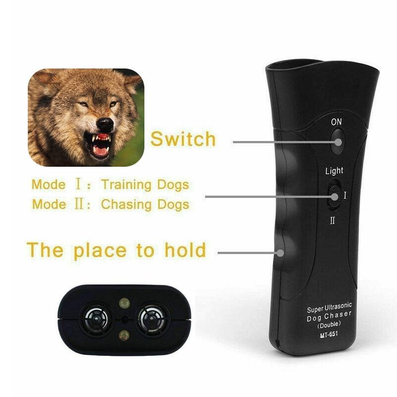 3-in-1 Anti Barking Dog Training Device Ultrasonic Dog Training Repeller LED Flashlight - Nioor