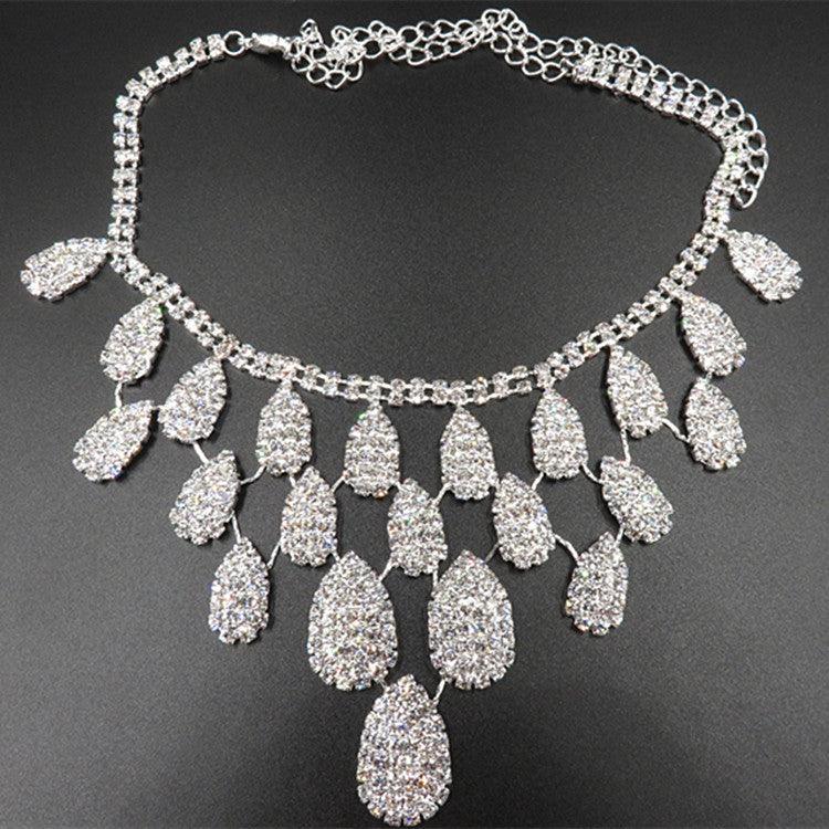 Gorgeous Diamond Necklace Set Wedding Bride Evening Costume Jewelry Set To Map Samples - Nioor