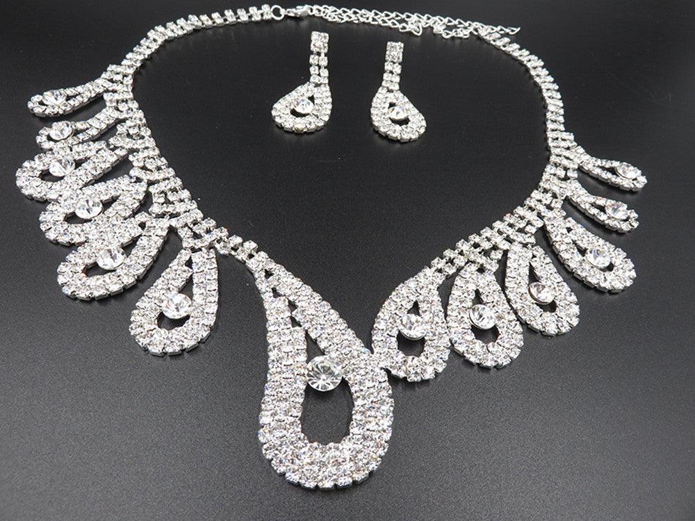 The New All-match Bride Bride Wedding Accessories Wholesale Diamond Suit Set Big Chain Necklace Set Wholesale - Nioor