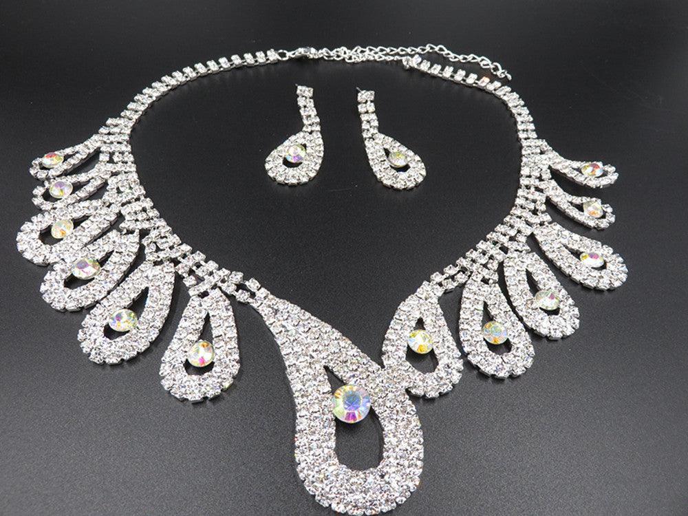 The New All-match Bride Bride Wedding Accessories Wholesale Diamond Suit Set Big Chain Necklace Set Wholesale - Nioor