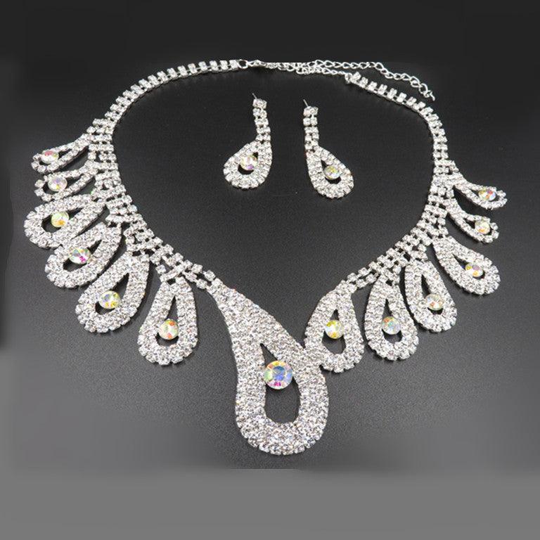 The New All-match Bride Bride Wedding Accessories Wholesale Diamond Suit Set Big Chain Necklace Set Wholesale - Nioor