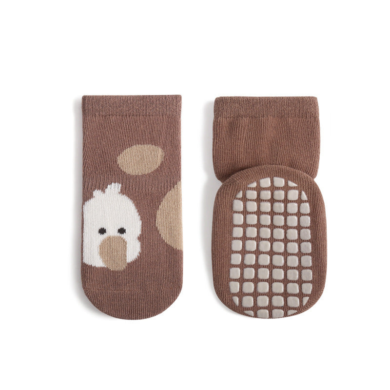 Children's Mid-calf Cute Cartoon Non-slip Dotted Rubber Floor Socks