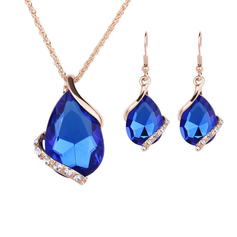 Water Drop Necklace Earring Set - Nioor