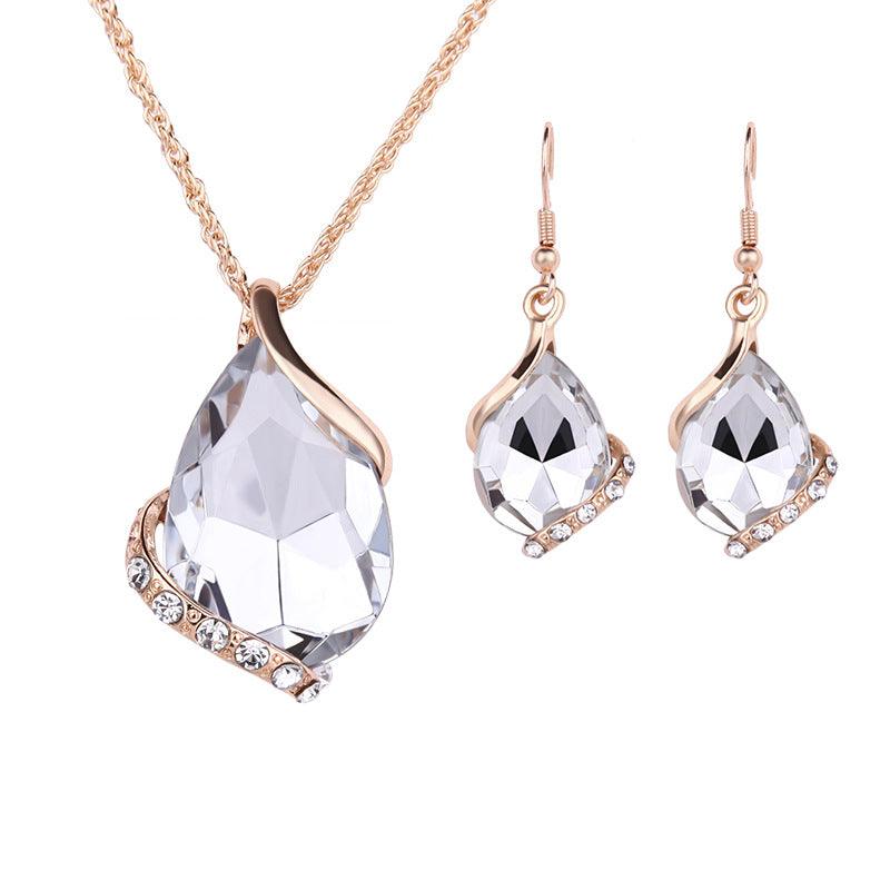 Water Drop Necklace Earring Set - Nioor