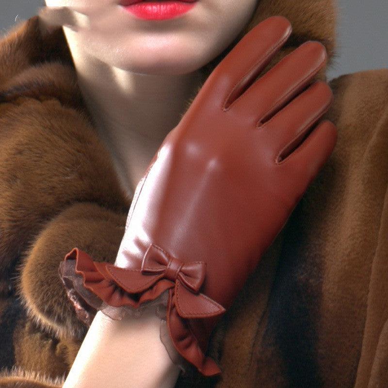 Women's Winter Warm Touch Screen Leather Gloves - Nioor