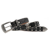 Rhinestone Skull Wide Belt Men - Nioor