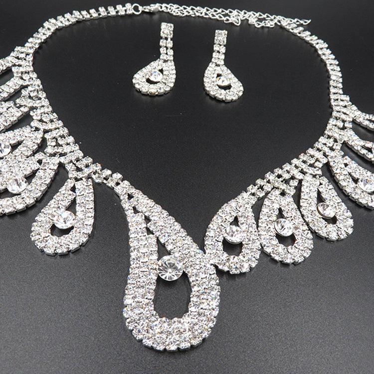 The New All-match Bride Bride Wedding Accessories Wholesale Diamond Suit Set Big Chain Necklace Set Wholesale - Nioor