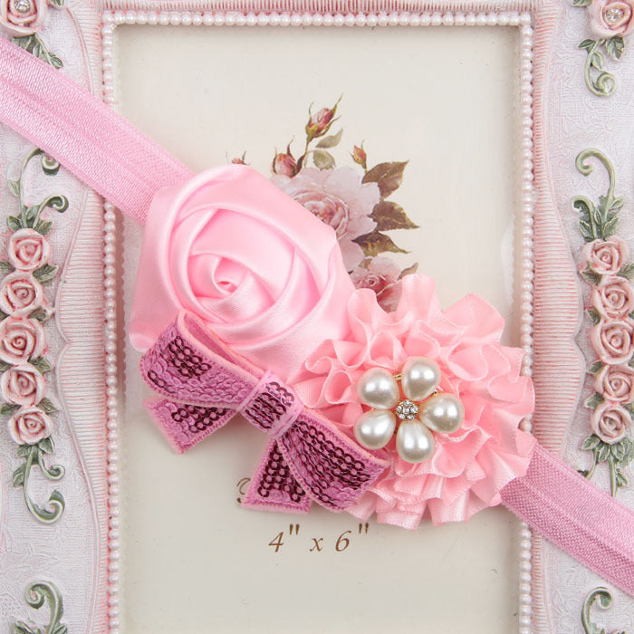 Rose sequin bow headband