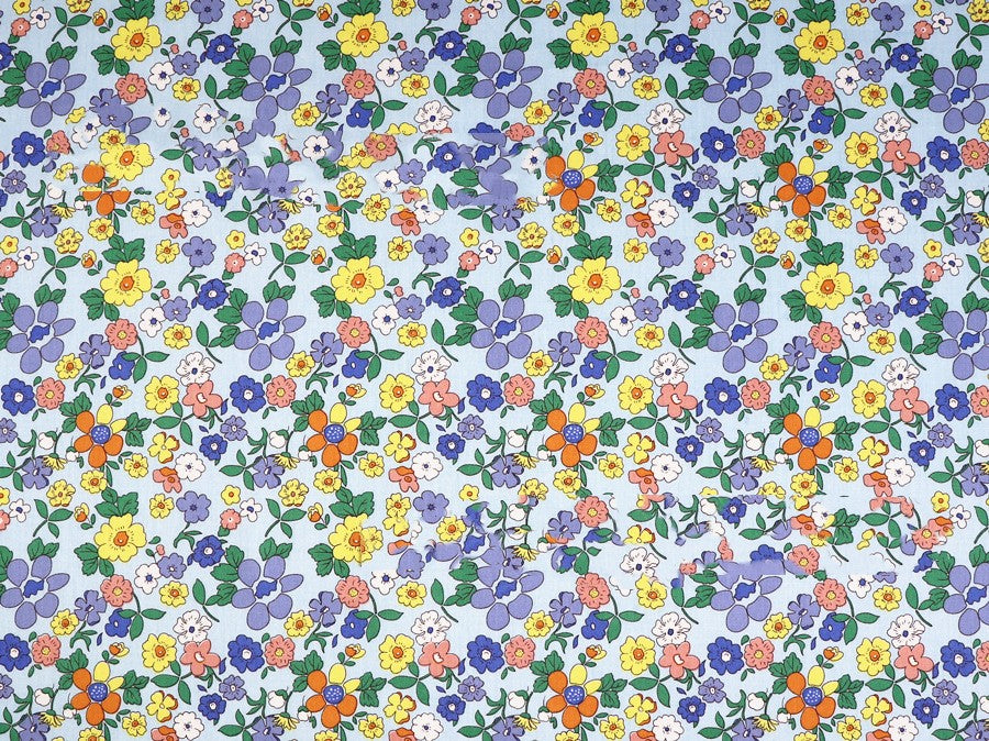 Plant Flower Small Clear Floral Twill Cotton Fabric