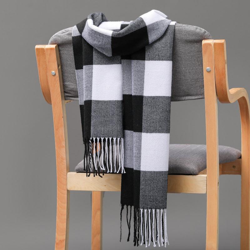 British Plaid Imitation Cashmere Tassels Couple Parent-child Men's Scarf - Nioor