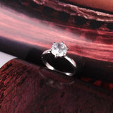 Plated 925 Silver Six-Prong Zirconia Ring High-Diamond Wedding Couple Accessories Engagement Ring - Nioor