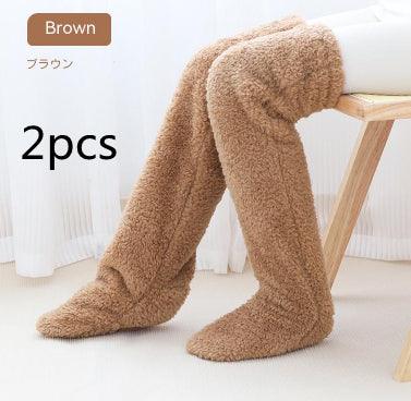 Over Knee High Fuzzy Long Socks Winter Warm Cold Leg Knee Joint Cold-proof Stockings Home Floor Sleeping Socks - Nioor