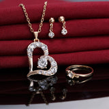Heart Pendant Jewelry Set Rhinestone Jewellery - Nioor
