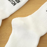 Simple English Letters White Men's And Women's Same Style Comfortable Breathable Calf Socks - Nioor