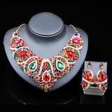 Fast selling explosion, Middle East, Europe and America, colorful exaggerated bride necklace, earring set, alloy color plating - Nioor