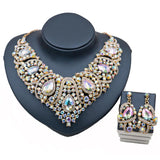 Fast selling explosion, Middle East, Europe and America, colorful exaggerated bride necklace, earring set, alloy color plating - Nioor