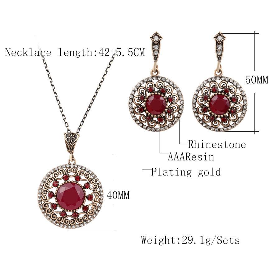 Bridal suit 2021 new style genuine Luo Yang set jewelry, hollowed out with resin, diamond necklace, earring two sets - Nioor