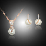 Rhinestone Pearl Necklace Set European And American Wedding Jewelry Party Dress Earrings - Nioor