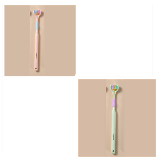 Three-sided Macaron Soft Bristle Toothbrush Care Safety Toothbrush Teeth Deep Cleaning Portable Travel - Nioor