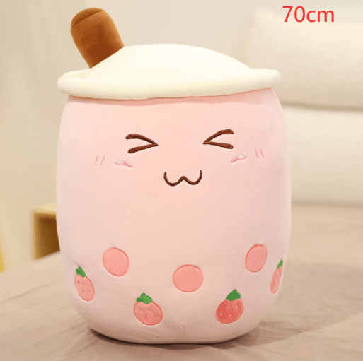 Cute Fruit Drink Plush Stuffed Soft Strawberry Milk Tea Plush Boba Tea Cup Toy Bubble Tea Pillow Cushion Kids Gift - Nioor