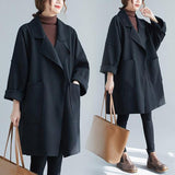 Korean Style Mid-length Woolen Coat For Fat Girls Slimming Trench Coat - Nioor