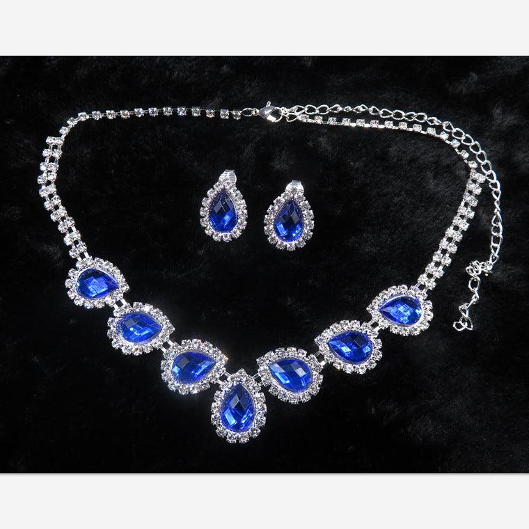 The New Bride Jewelry Color Diamond Earrings Necklace Fashion Necklace Set Can Be Customized - Nioor