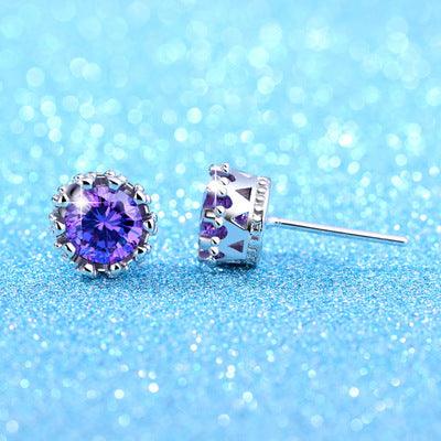 Diamond Zircon Crown Stud Earrings - Nioor