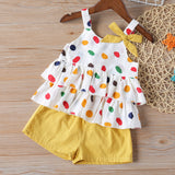 Polka Dot Bowknot Vest T-shirt Top + Shorts 2-piece Set