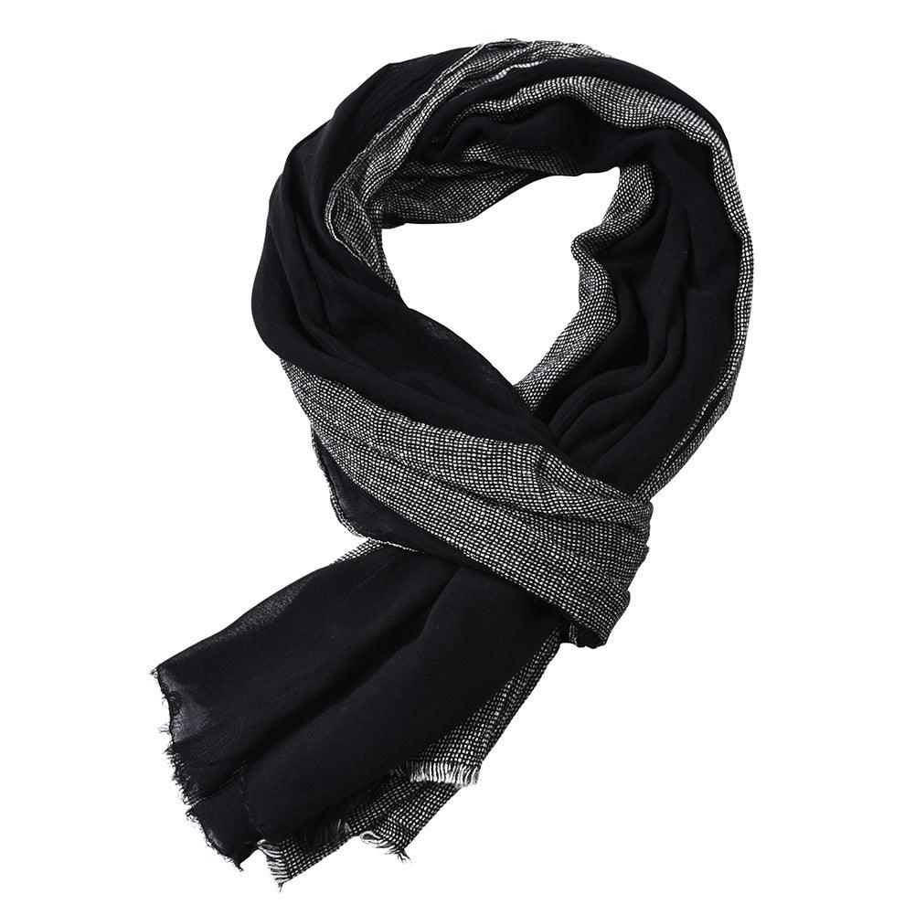 Autumn And Winter Cotton And Linen Yarn-dyed Scarf Men - Nioor