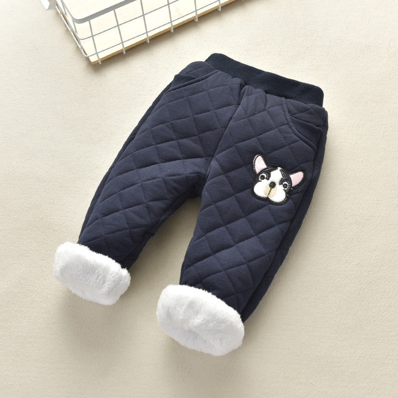 Girls Plus Velvet Thick Autumn And Winter Cotton Trousers