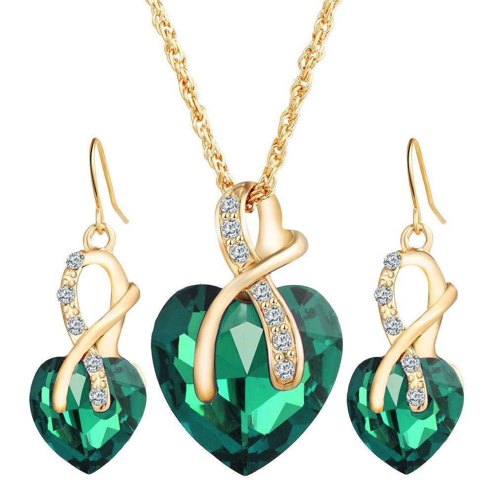 Heart-shaped faux austrian crystal zircon earrings - Nioor