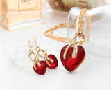 Heart-shaped faux austrian crystal zircon earrings - Nioor