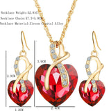 Heart-shaped faux austrian crystal zircon earrings - Nioor