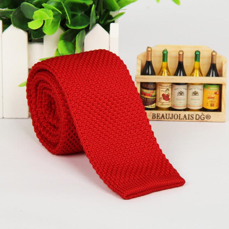 Solid-color knitted tie for men - Nioor