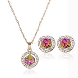 Bridal Necklace, earrings set, crystal jewelry, color gold, Korean pendant, new promotion, factory direct sales - Nioor