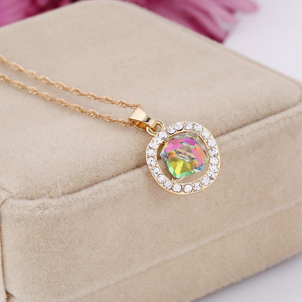 Bridal Necklace, earrings set, crystal jewelry, color gold, Korean pendant, new promotion, factory direct sales - Nioor