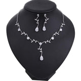 Cross border explosion leaves, bridal ornaments, zircon water drop earrings, necklace sets, wedding dresses, fashion ladies - Nioor