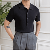 Solid Color Slim Fitting Short Sleeved POLO Shirt - Nioor