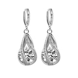 S163 Korean simple zircon jewelry set Silver Drop Necklace Earrings set new bride wedding - Nioor