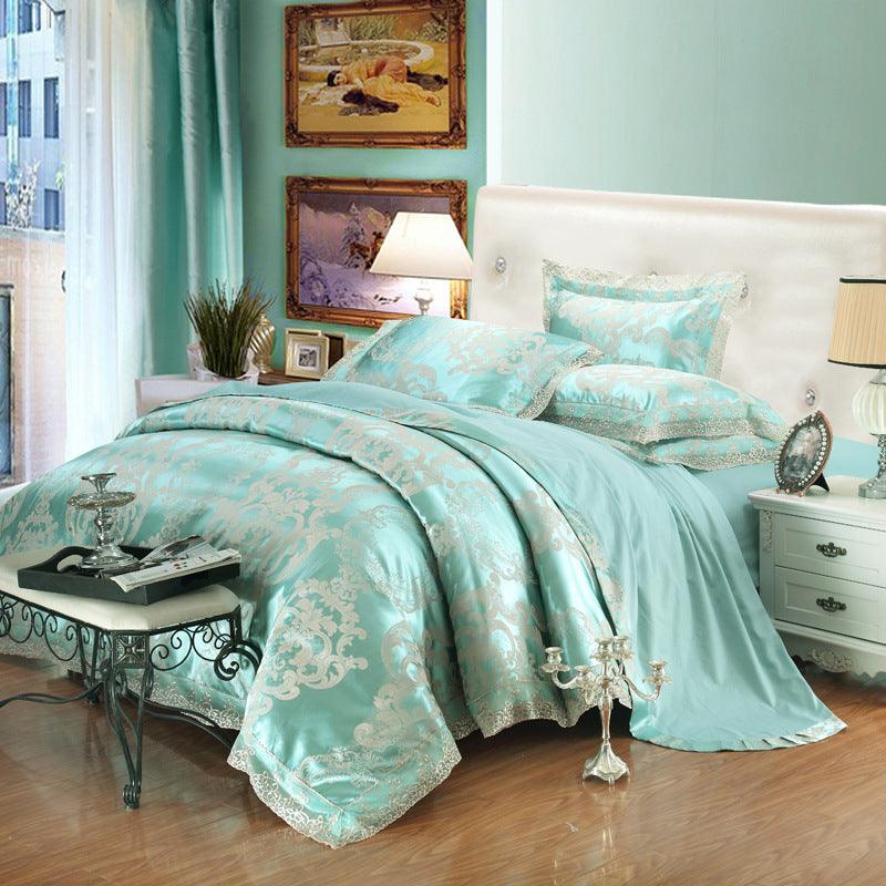 Jacquard Cotton Four-Piece Wedding Duvet Cover Cotton Bed Sheet Silk Satin - Nioor
