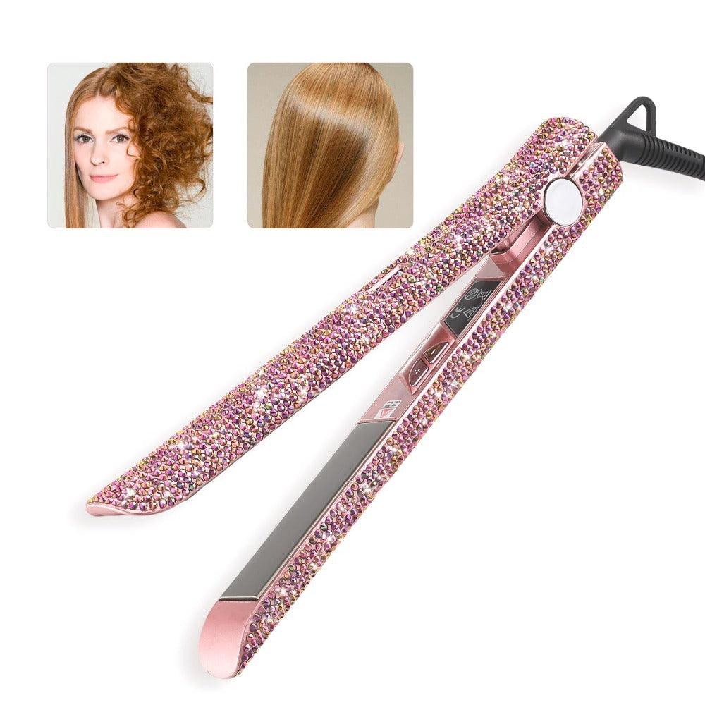 Professional Glitter Hair Flat Iron Titanium Plate Diamond Hair Straightener Crystal Hair Styling Hot Tools - Nioor